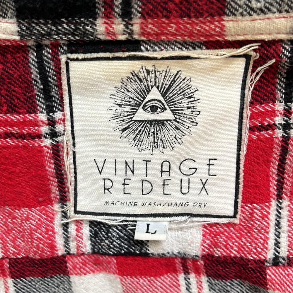 Vintage Wolf Patchwork Plaid Button-Up - image 3